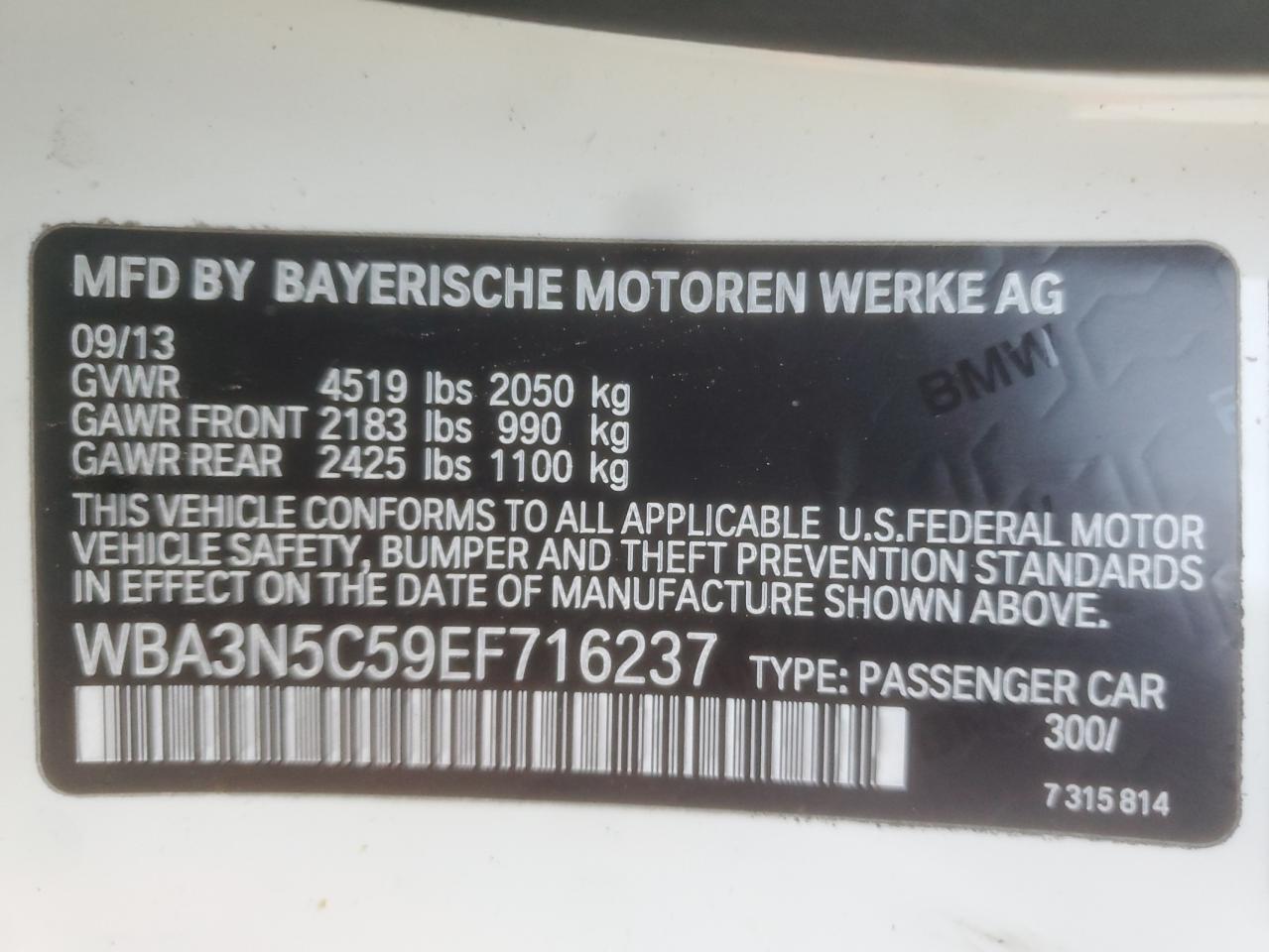 2014 BMW 428 Xi VIN: WBA3N5C59EF716237 Lot: 81690525