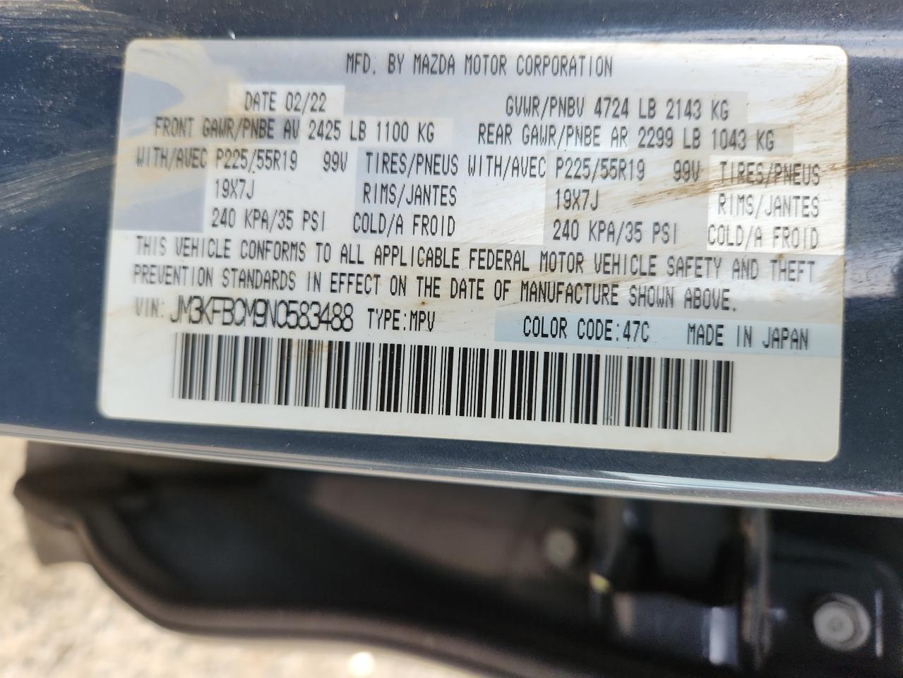 2022 Mazda Cx-5 Preferred VIN: JM3KFBCM9N0583488 Lot: 71522915