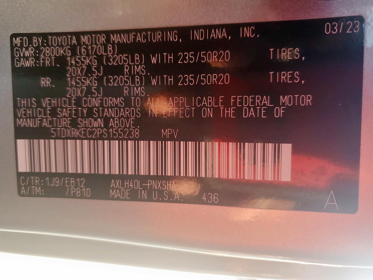 2023 Toyota Sienna Xse VIN: 5TDXRKEC2PS155238 Lot: 80854835