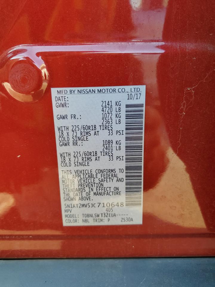 2018 Nissan Rogue S VIN: 5N1AT2MV5JC710648 Lot: 83974655