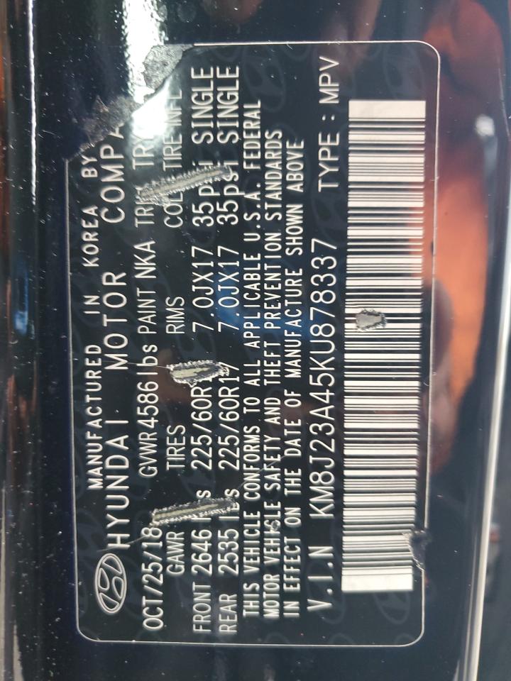 2019 Hyundai Tucson Se VIN: KM8J23A45KU878337 Lot: 81266985