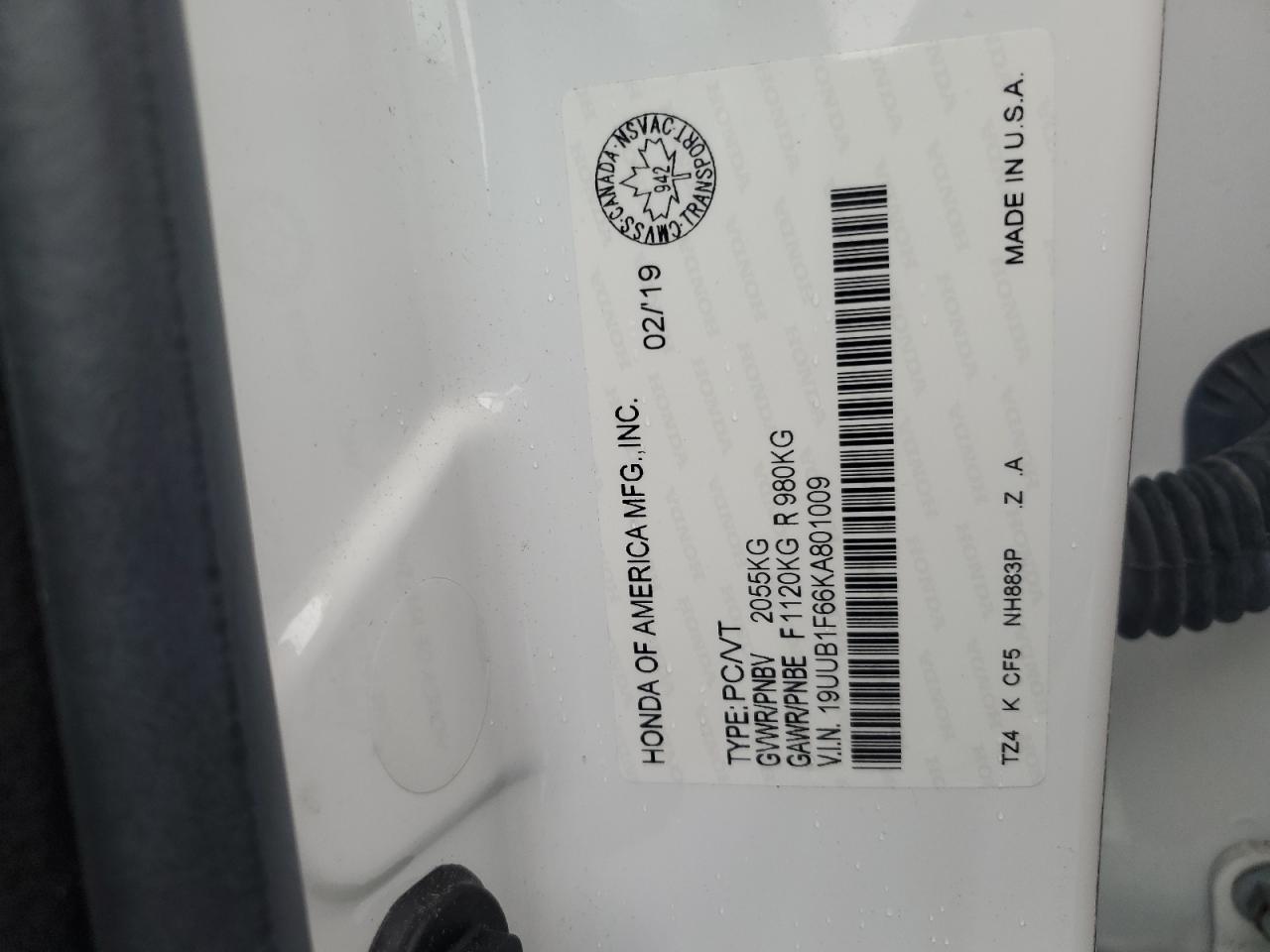 2019 Acura Tlx Technology VIN: 19UUB1F66KA801009 Lot: 80084265