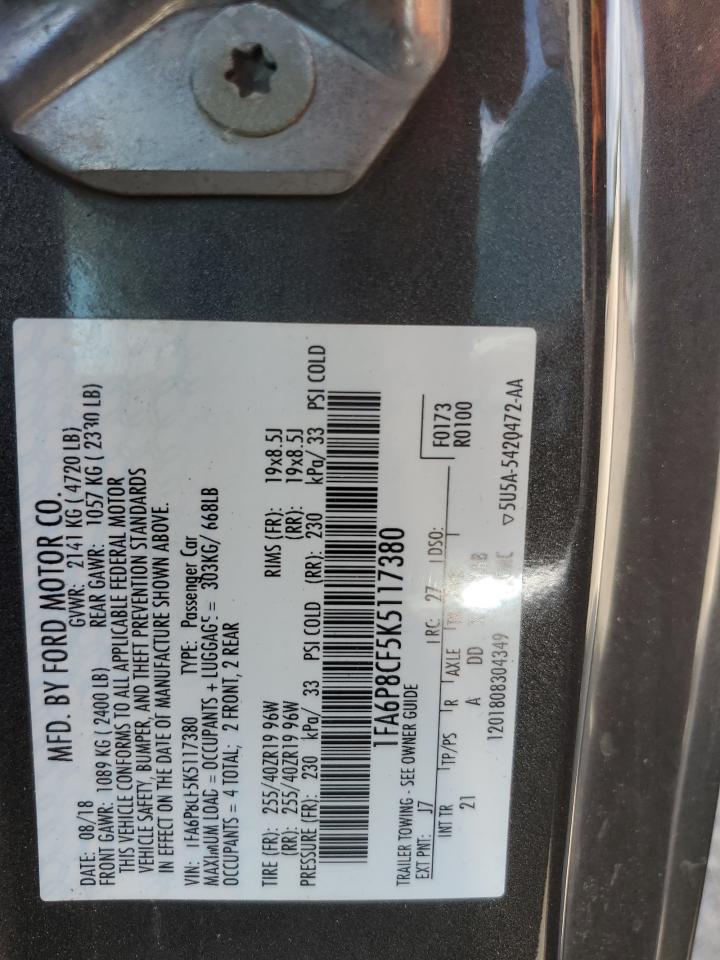 2019 Ford Mustang Gt VIN: 1FA6P8CF5K5117380 Lot: 71277285