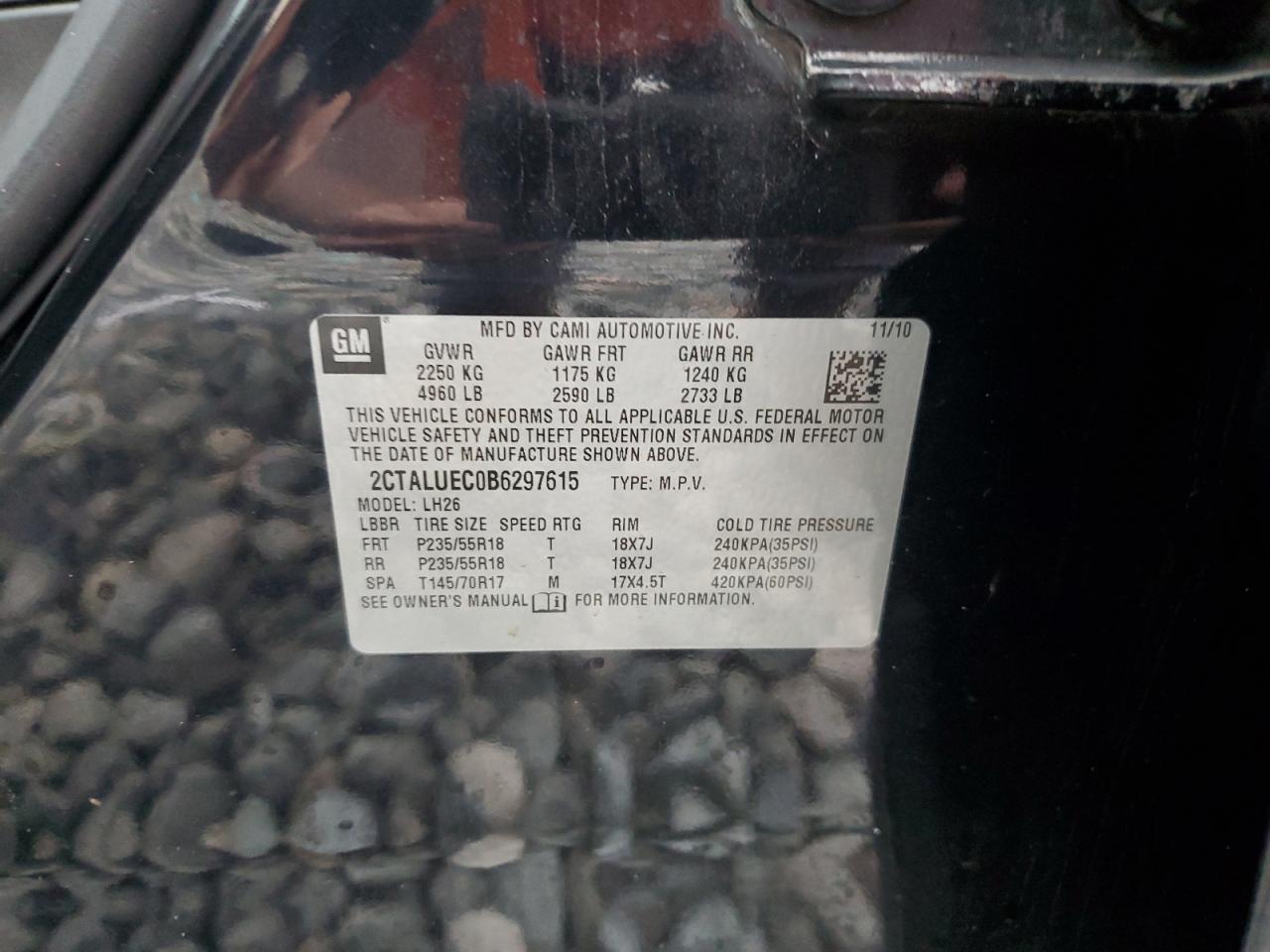 2011 GMC Terrain Slt VIN: 2CTALUEC0B6297615 Lot: 81198005