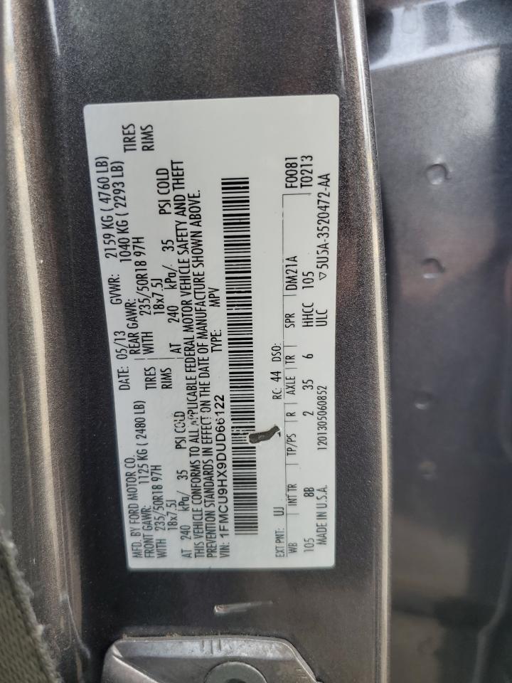 2013 Ford Escape Sel VIN: 1FMCU9HX9DUD66122 Lot: 71775805