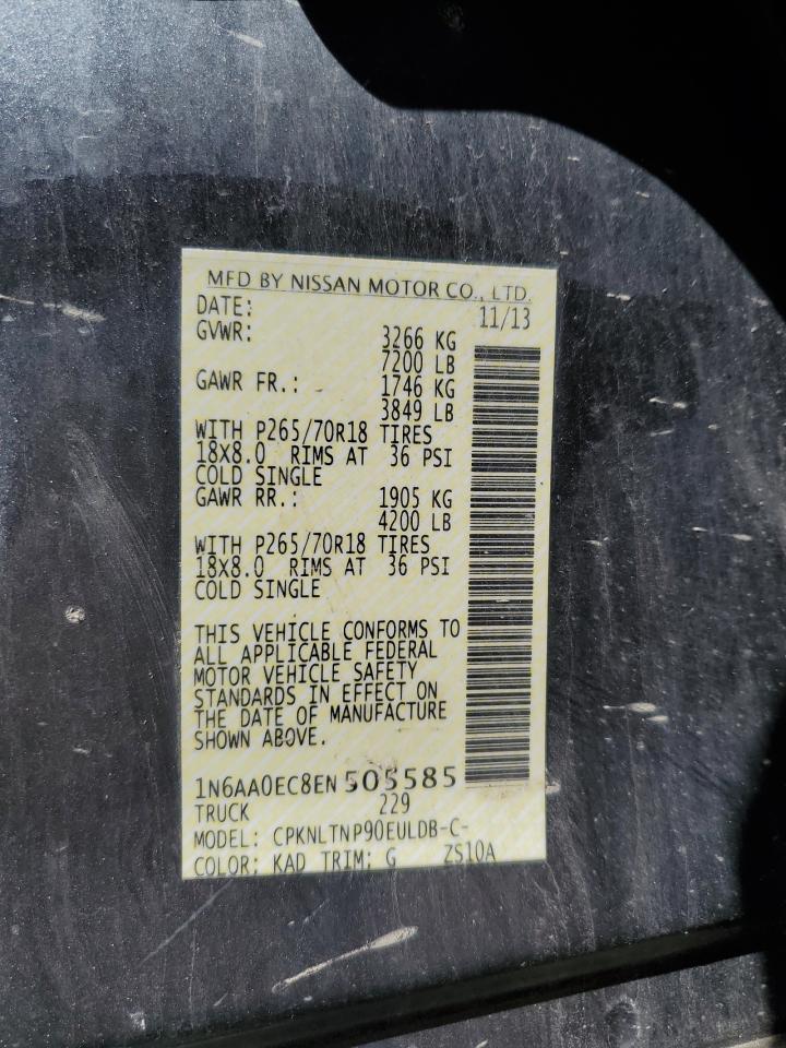 2014 Nissan Titan S VIN: 1N6AA0EC8EN505585 Lot: 80262915
