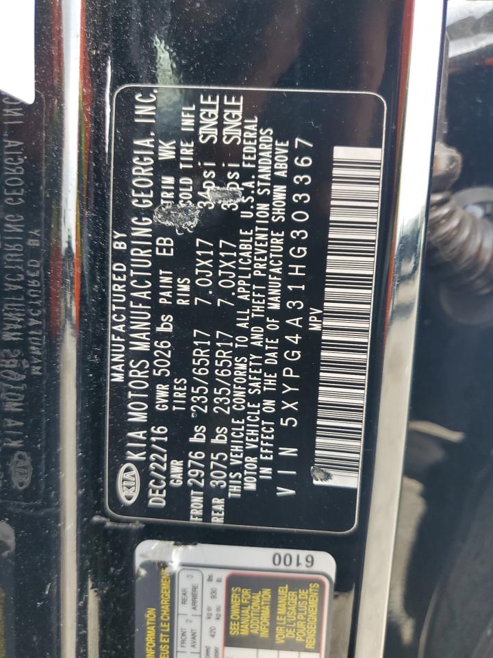 2017 Kia Sorento Lx VIN: 5XYPG4A31HG303367 Lot: 84641695