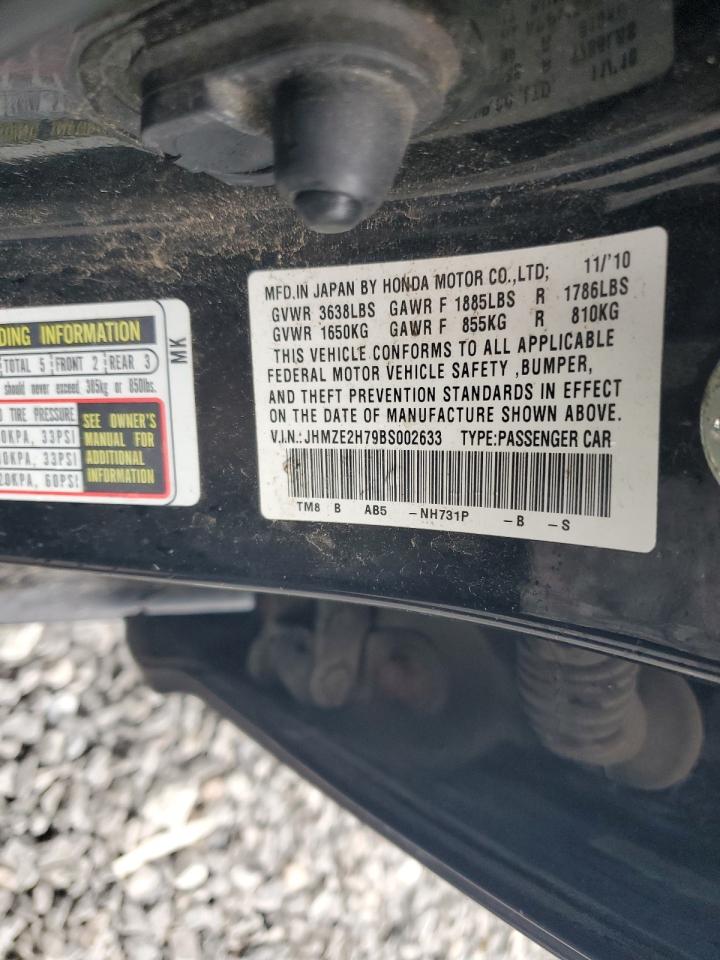 2011 Honda Insight Ex VIN: JHMZE2H79BS002633 Lot: 81745465