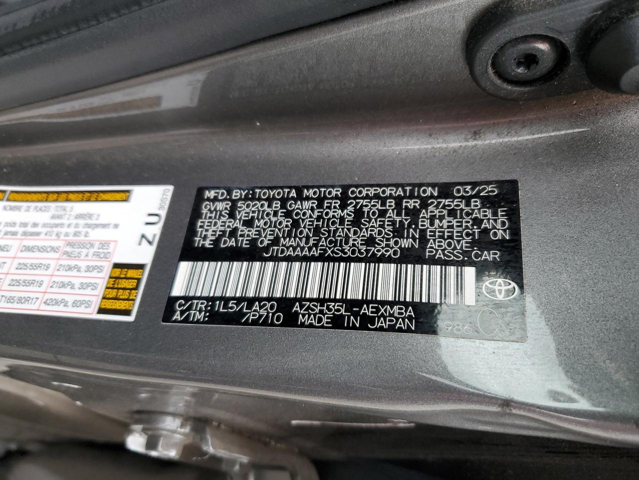 2025 Toyota Crown Xle VIN: JTDAAAAFXS3037990 Lot: 80388435