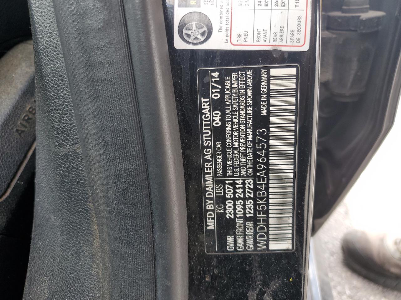 2014 Mercedes-Benz E 350 VIN: WDDHF5KB4EA964573 Lot: 83985005