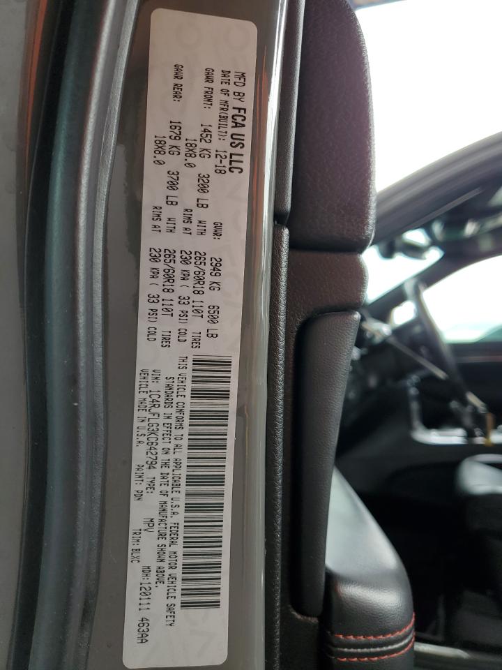 2019 Jeep Grand Cherokee Trailhawk VIN: 1C4RJFLG3KC642794 Lot: 71206495