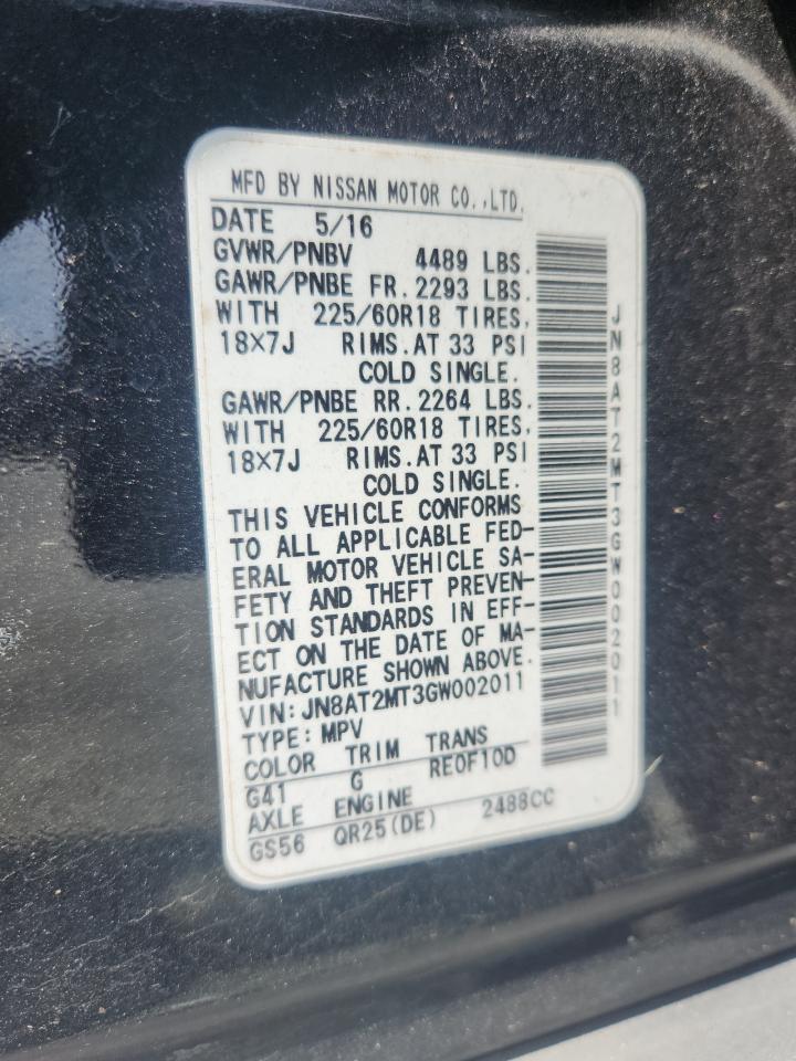 2016 Nissan Rogue S VIN: JN8AT2MT3GW002011 Lot: 81698345