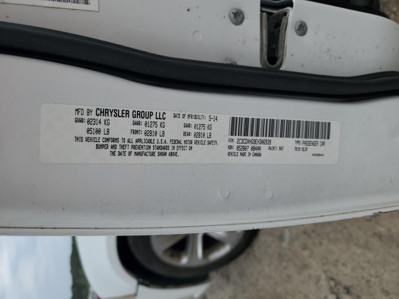 2014 Dodge Charger Sxt VIN: 2C3CDXHG9EH306939 Lot: 71685595