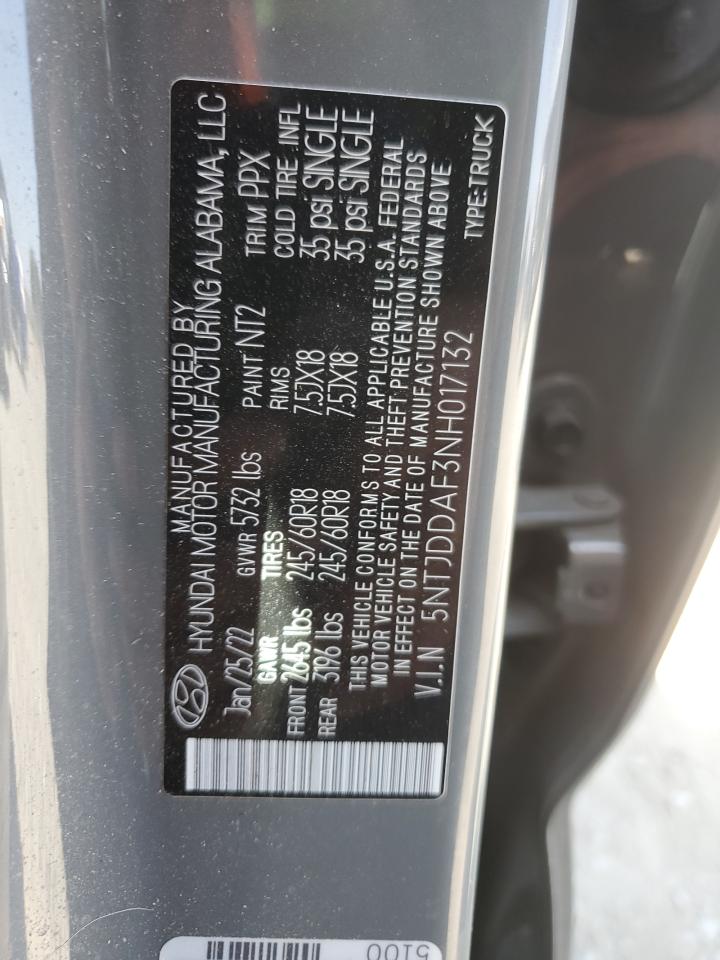 2022 Hyundai Santa Cruz Sel Premium VIN: 5NTJDDAF3NH017132 Lot: 84467385
