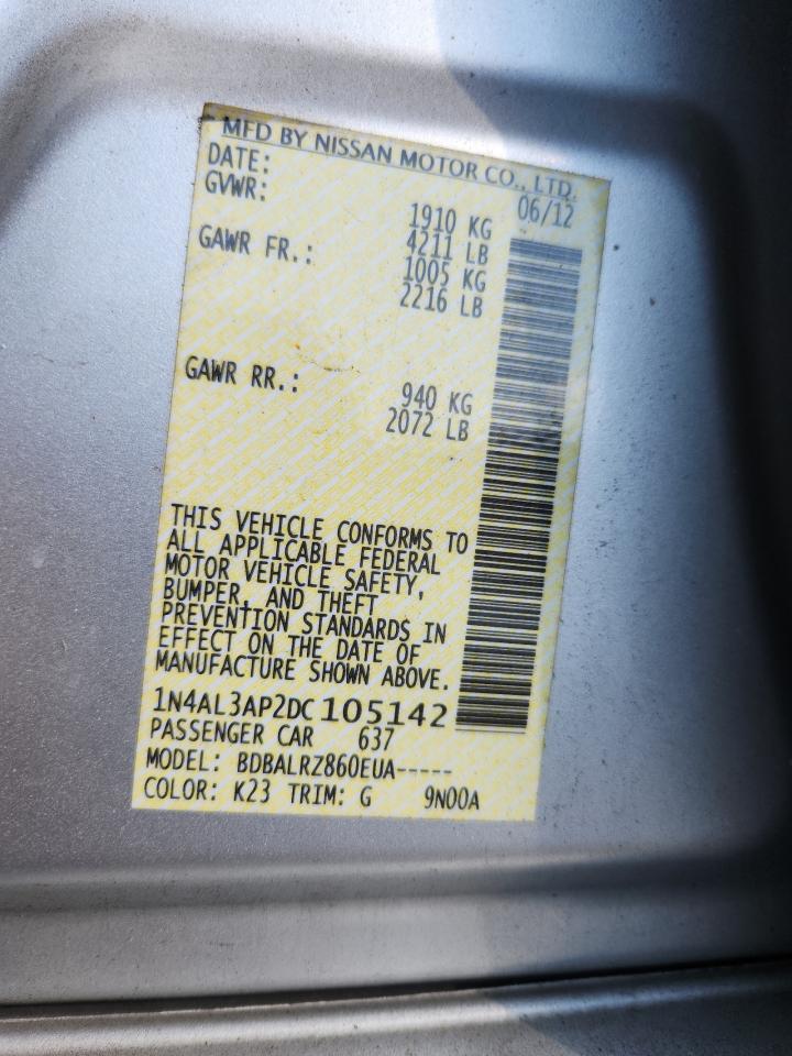 2013 Nissan Altima 2.5 VIN: 1N4AL3AP2DC105142 Lot: 71284795