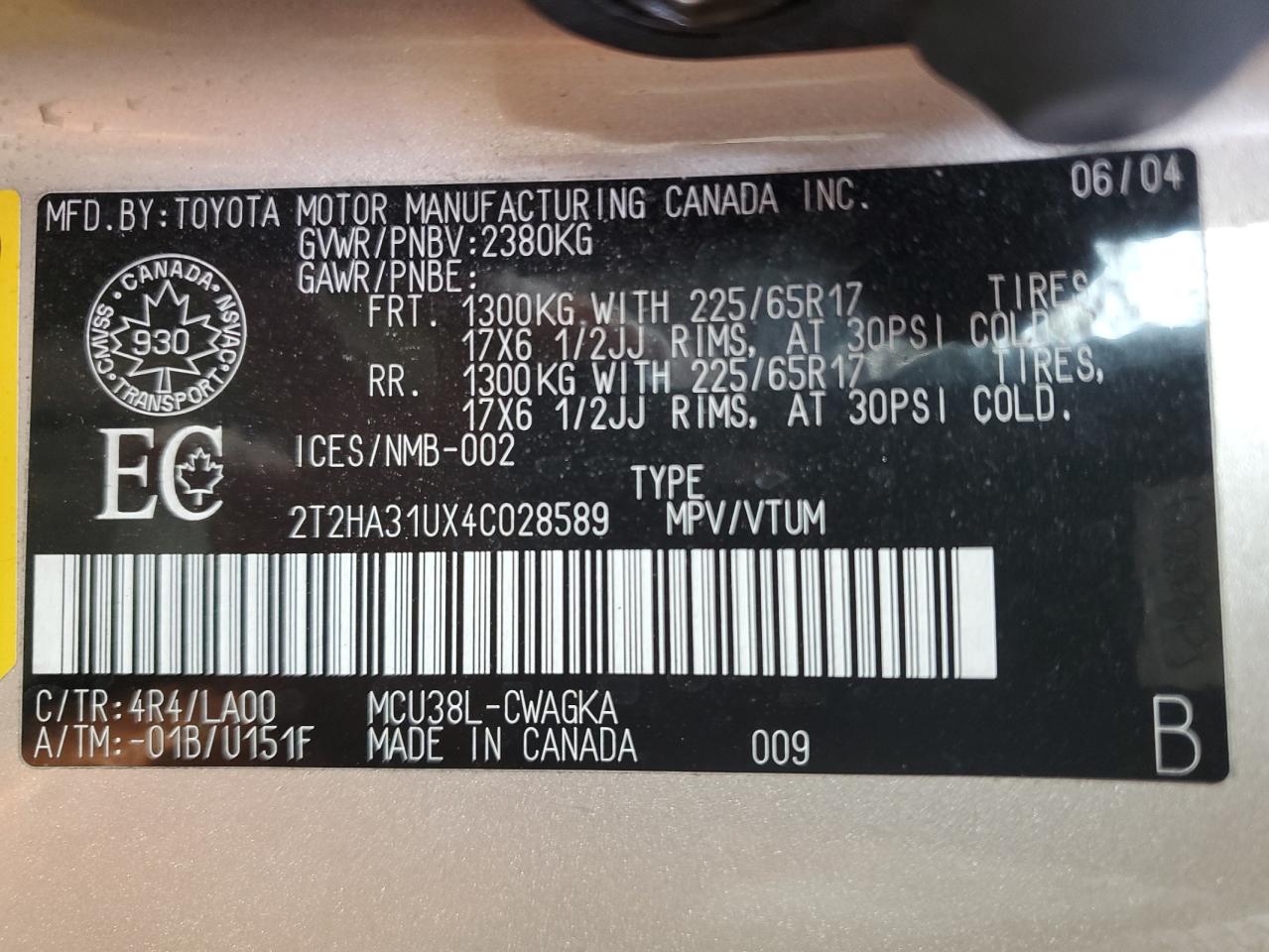 2004 Lexus Rx 330 VIN: 2T2HA31UX4C028589 Lot: 81328115