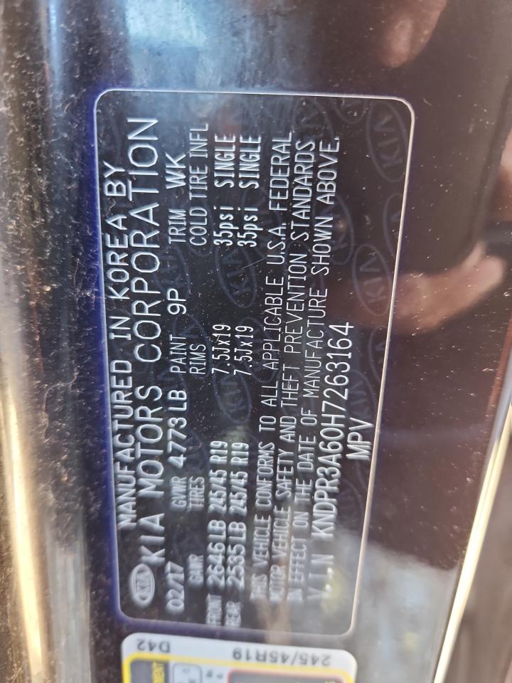 2017 Kia Sportage Sx VIN: KNDPR3A60H7263164 Lot: 81851525