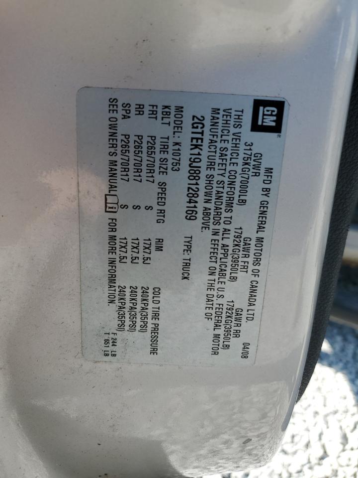 2008 GMC Sierra K1500 VIN: 2GTEK19J881284169 Lot: 71049185