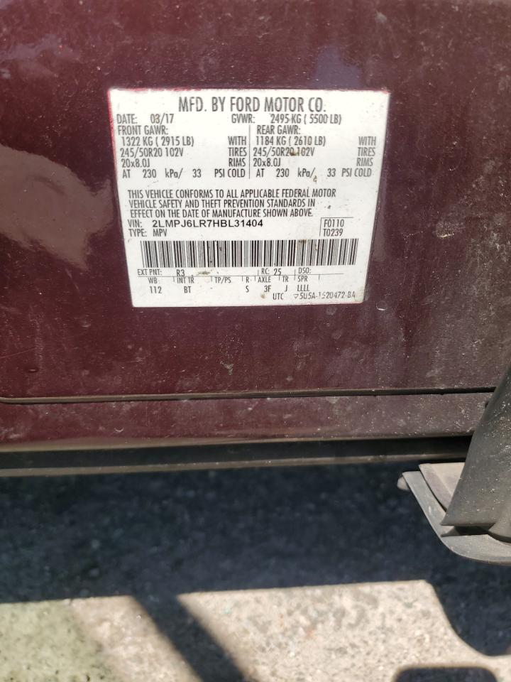 2017 Lincoln Mkx Reserve VIN: 2LMPJ6LR7HBL31404 Lot: 80065485