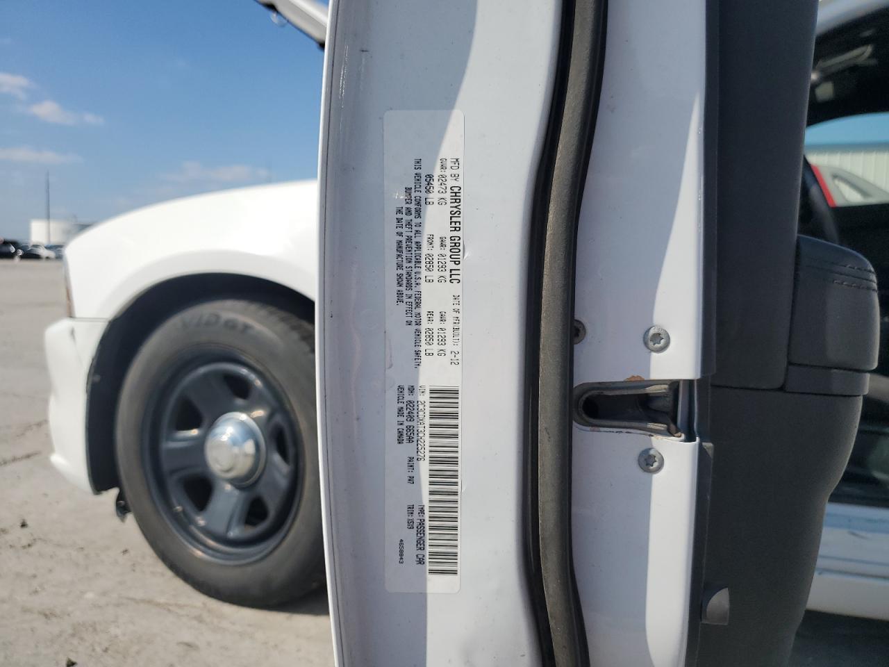 2012 Dodge Charger Police VIN: 2C3CDXAT3CH225276 Lot: 84462455