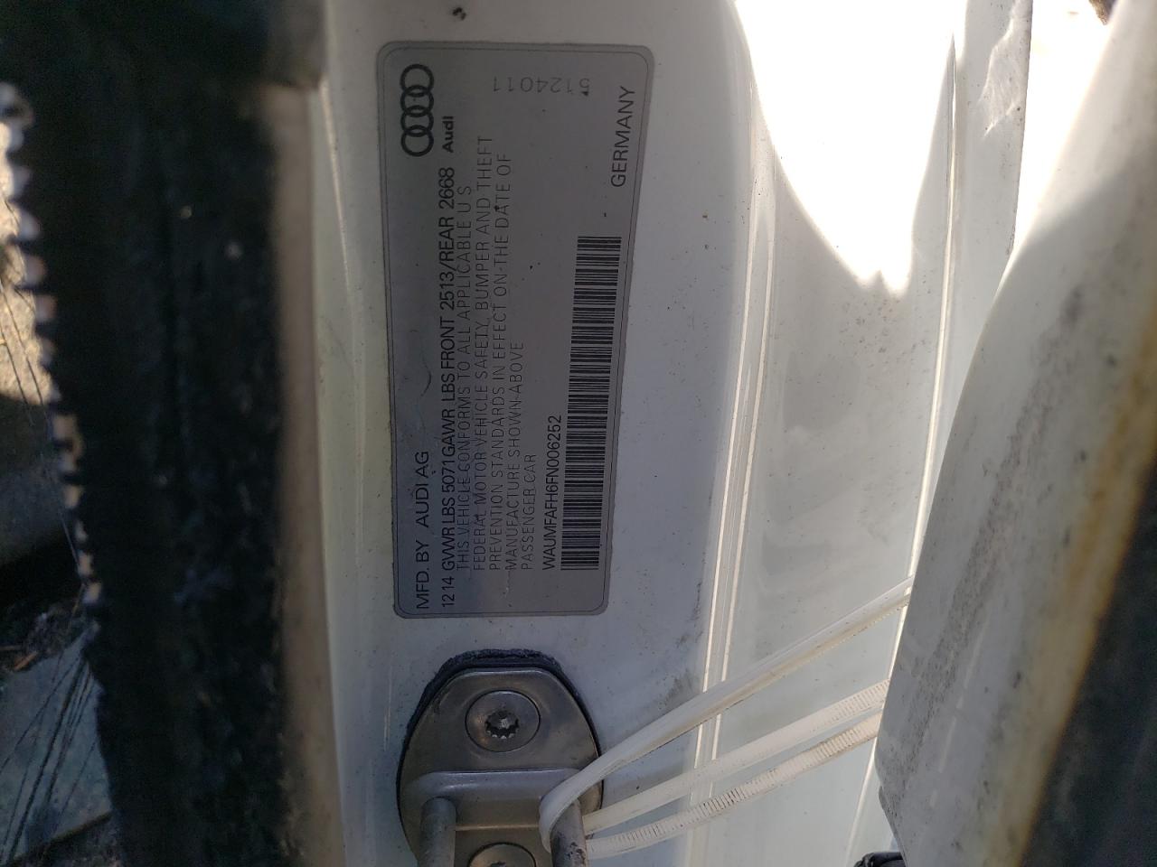 2015 Audi A5 Premium Plus VIN: WAUMFAFH6FN006252 Lot: 71281805