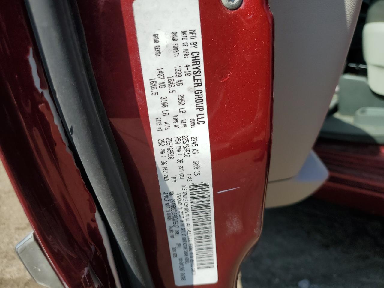 2010 Chrysler Town & Country Touring VIN: 2A4RR5D15AR315617 Lot: 80949885