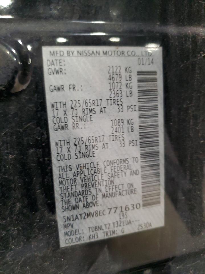 2014 Nissan Rogue S VIN: 5N1AT2MV8EC771630 Lot: 80717625