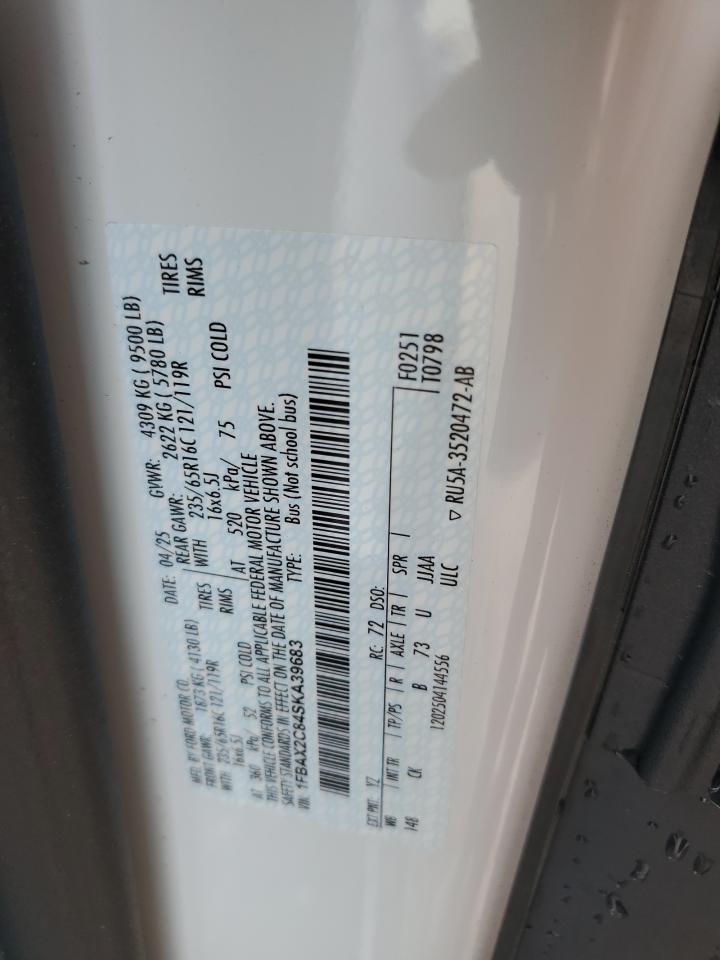 2025 Ford Transit T-350 VIN: 1FBAX2C84SKA39683 Lot: 80177455