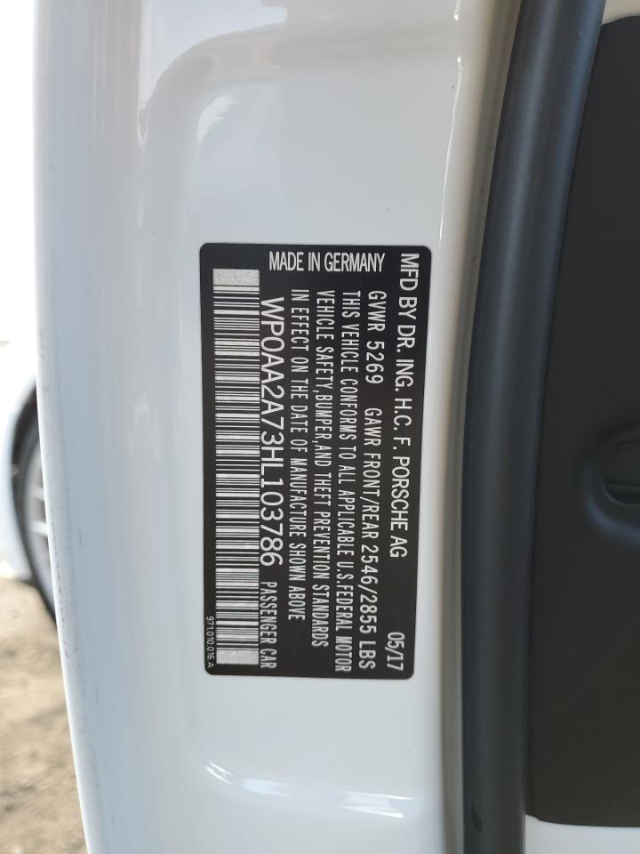 2017 Porsche Panamera 2 VIN: WP0AA2A73HL103786 Lot: 84029925