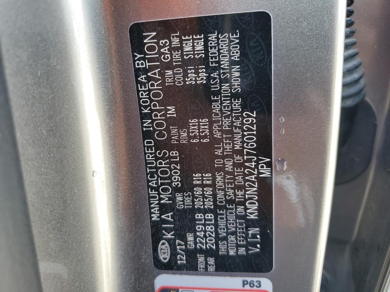 2018 Kia Soul VIN: KNDJN2A24J7601292 Lot: 81691285