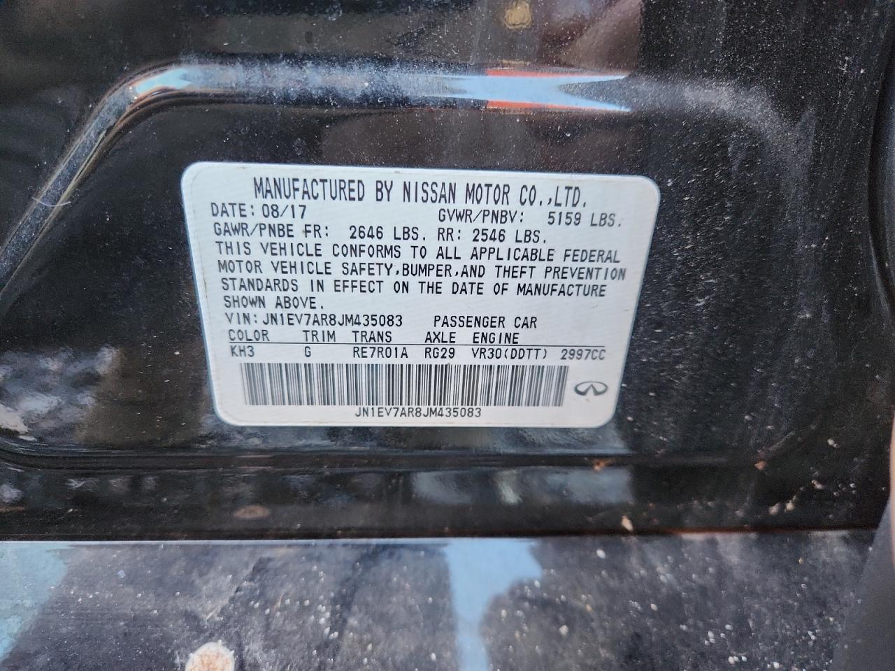 2018 Infiniti Q50 Luxe VIN: JN1EV7AR8JM435083 Lot: 80702315