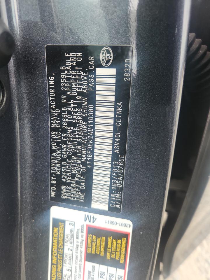 2010 Toyota Camry Base VIN: 4T1BF3EK2AU110380 Lot: 81767185