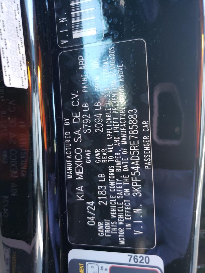 2024 Kia Forte Gt Line VIN: 3KPF54AD5RE785883 Lot: 80475185
