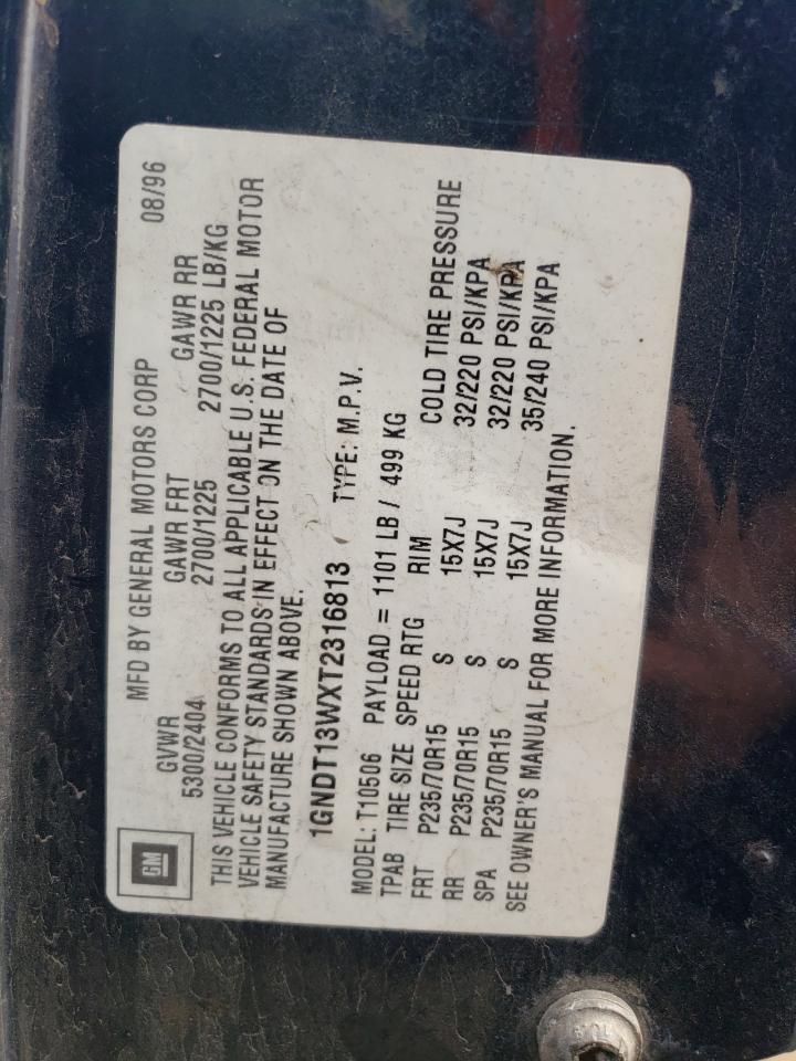 1996 Chevrolet Blazer VIN: 1GNDT13WXT2316813 Lot: 72022235