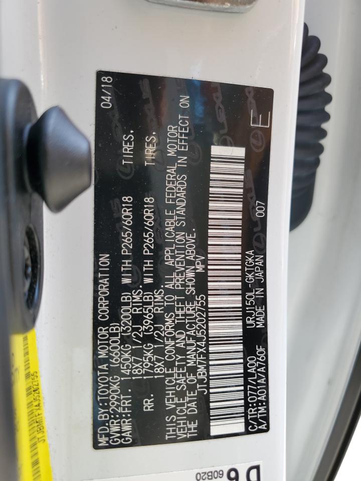 2018 Lexus Gx 460 VIN: JTJBM7FX4J5202755 Lot: 80740635