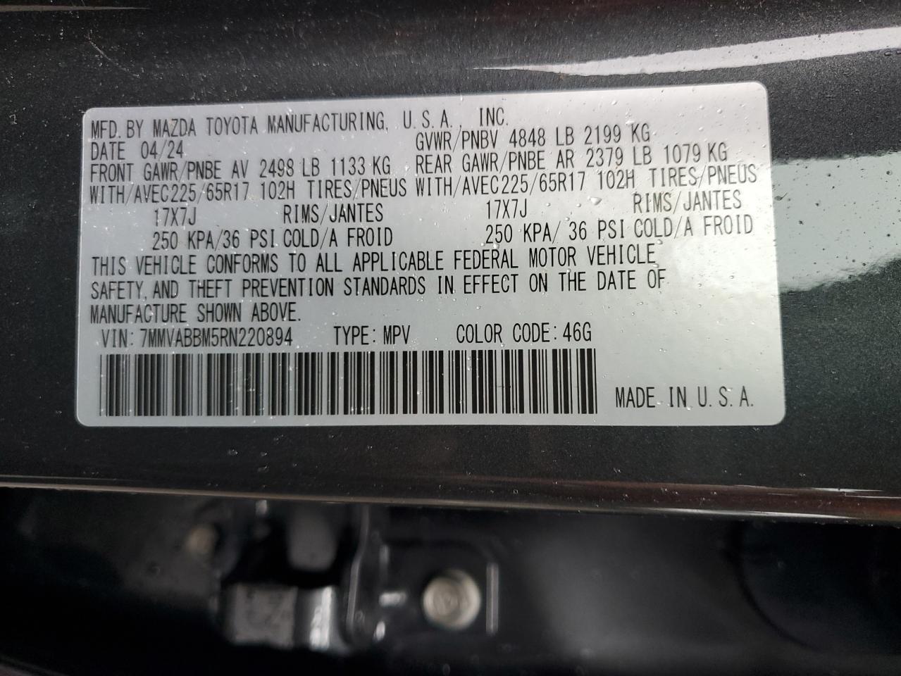 2024 Mazda Cx-50 Preferred VIN: 7MMVABBM5RN220894 Lot: 82150305