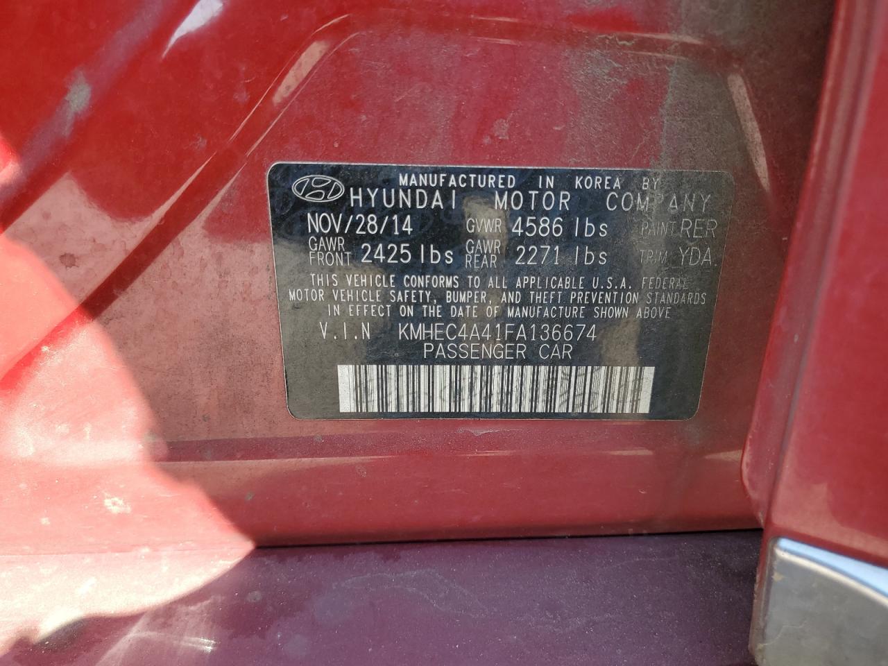 2015 Hyundai Sonata Hybrid VIN: KMHEC4A41FA136674 Lot: 81596065