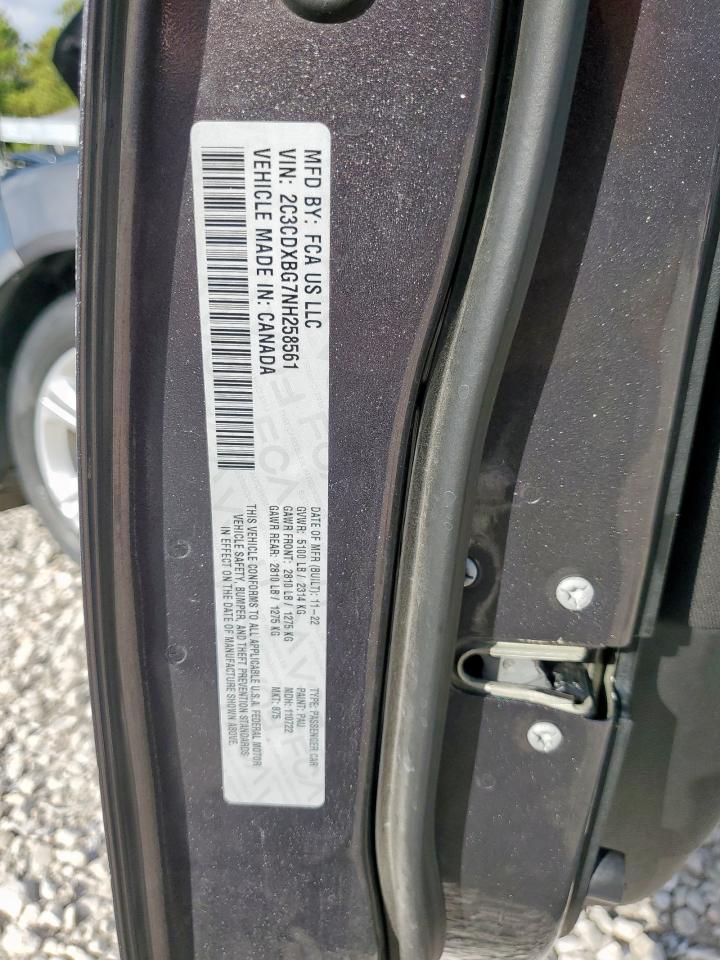 2022 Dodge Charger Sxt VIN: 2C3CDXBG7NH258561 Lot: 83874515