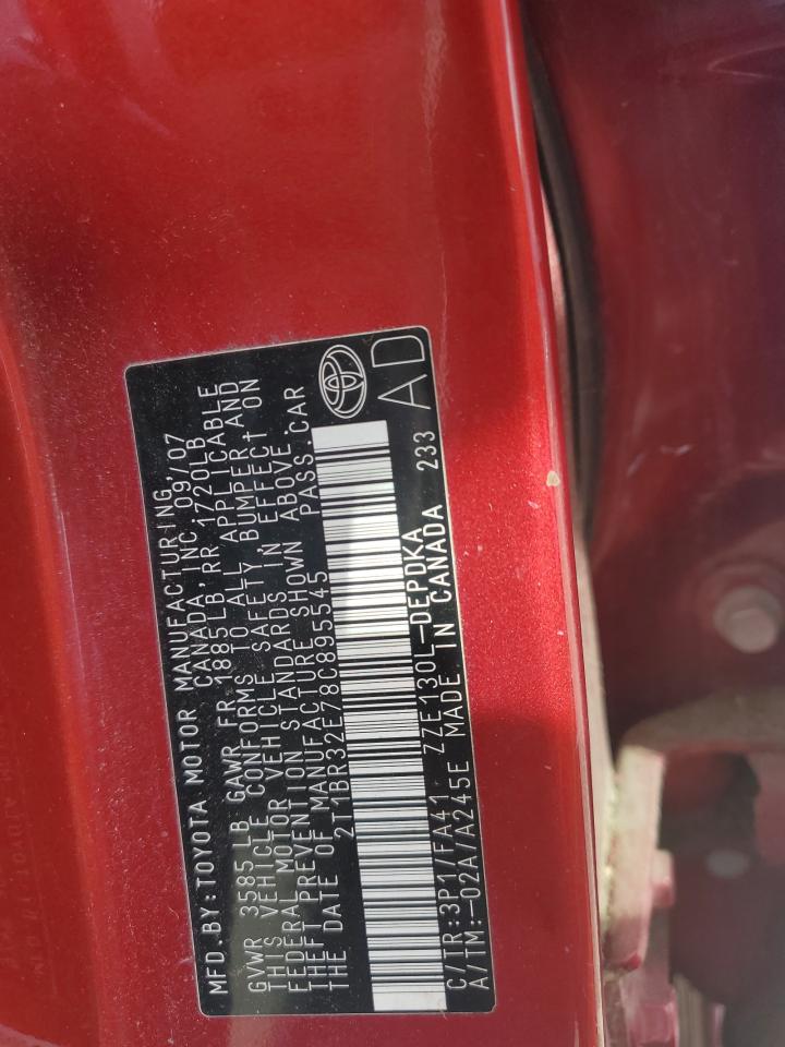 2008 Toyota Corolla Ce VIN: 2T1BR32E78C895545 Lot: 80251985