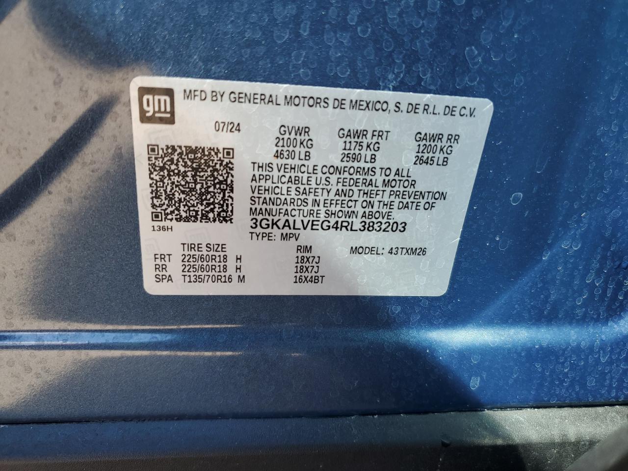 2024 GMC Terrain Slt VIN: 3GKALVEG4RL383203 Lot: 83959575