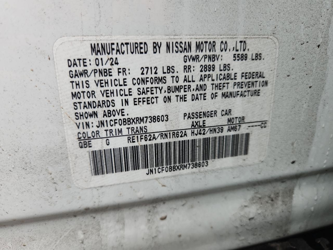 2024 Nissan Ariya Engage VIN: JN1CF0BBXRM738603 Lot: 82123355