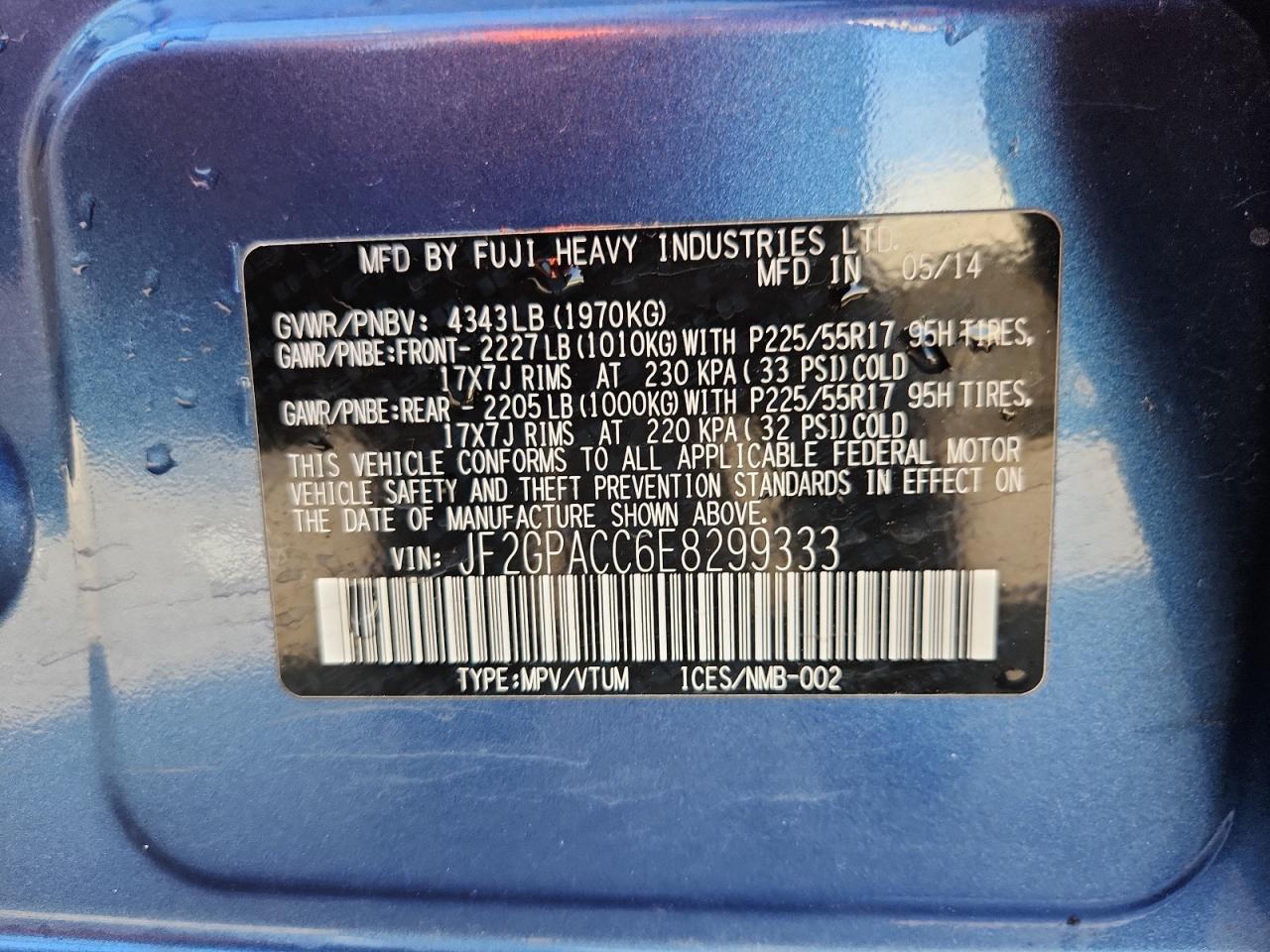 2014 Subaru Xv Crosstrek 2.0 Premium VIN: JF2GPACC6E8299333 Lot: 84460915