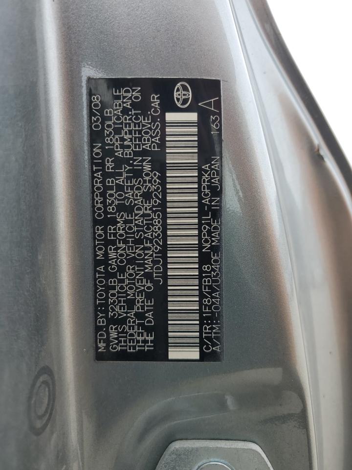 2008 Toyota Yaris VIN: JTDJT923885192399 Lot: 81654475