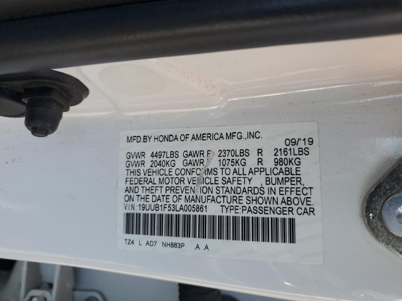 2020 Acura Tlx Technology VIN: 19UUB1F53LA005861 Lot: 80579215