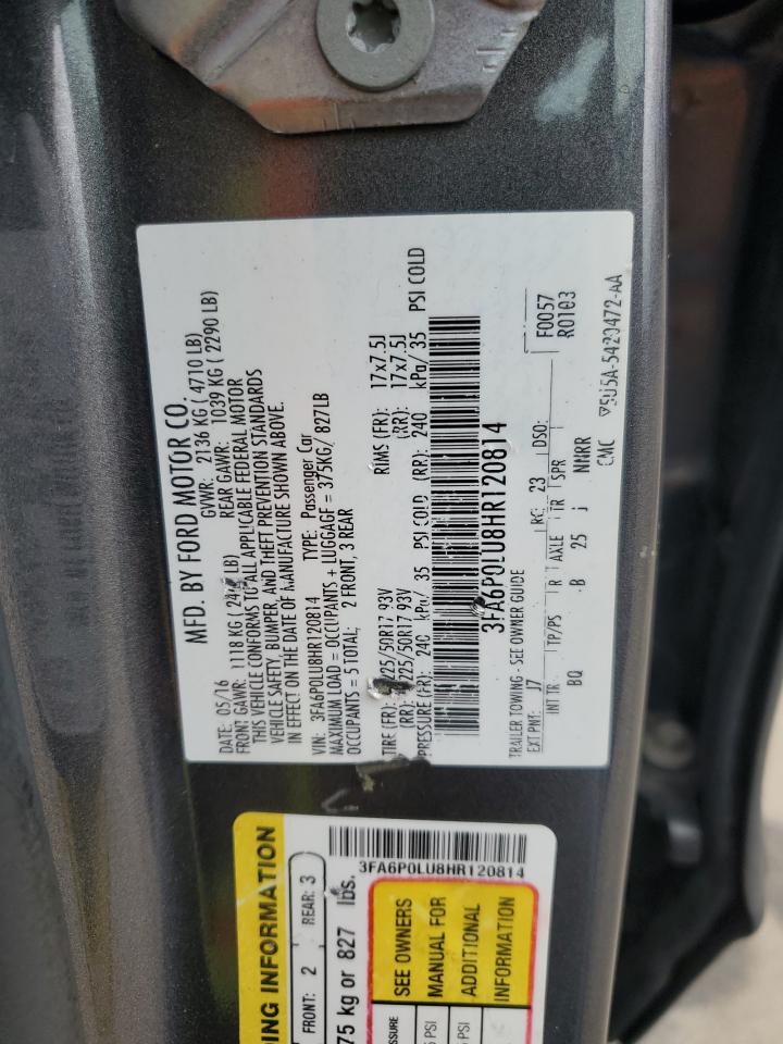 2017 Ford Fusion Se Hybrid VIN: 3FA6P0LU8HR120814 Lot: 71486925