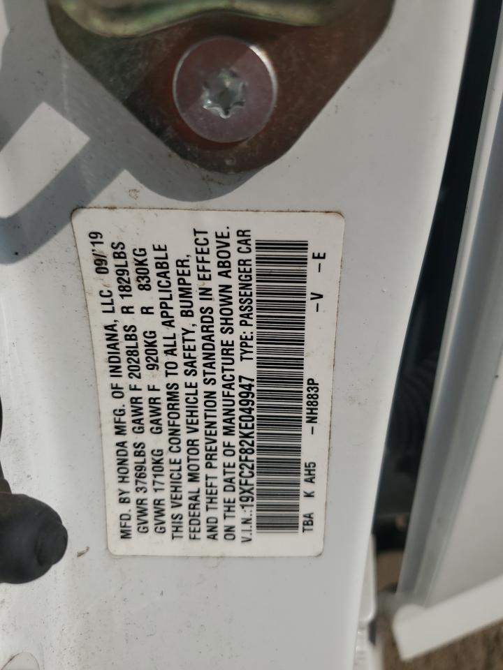 2019 Honda Civic Sport VIN: 19XFC2F82KE049947 Lot: 81249035