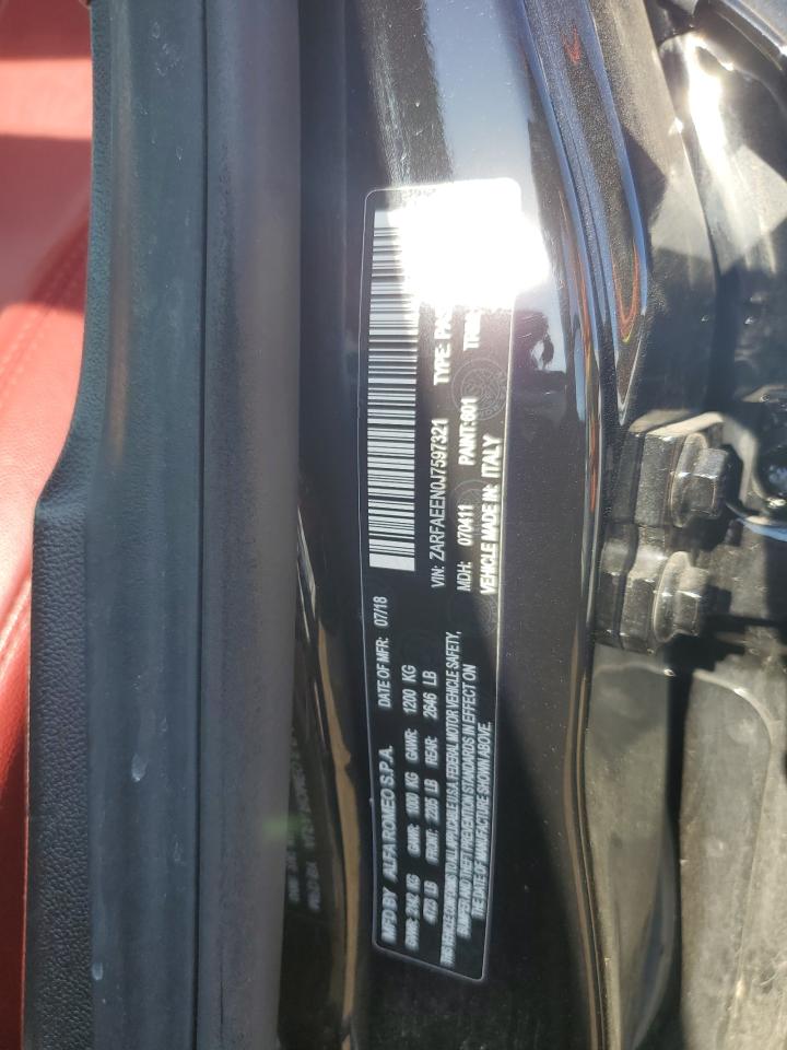 2018 Alfa Romeo Giulia Ti Q4 VIN: ZARFAEEN0J7597321 Lot: 71618925