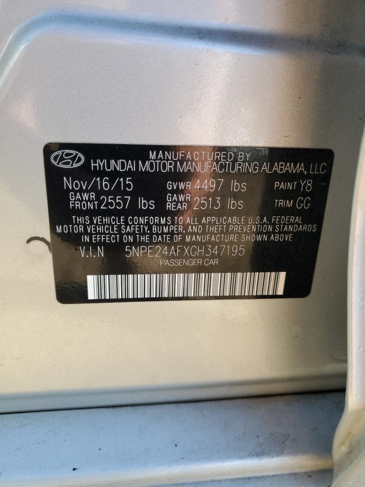 2016 Hyundai Sonata Se VIN: 5NPE24AFXGH347195 Lot: 84572005