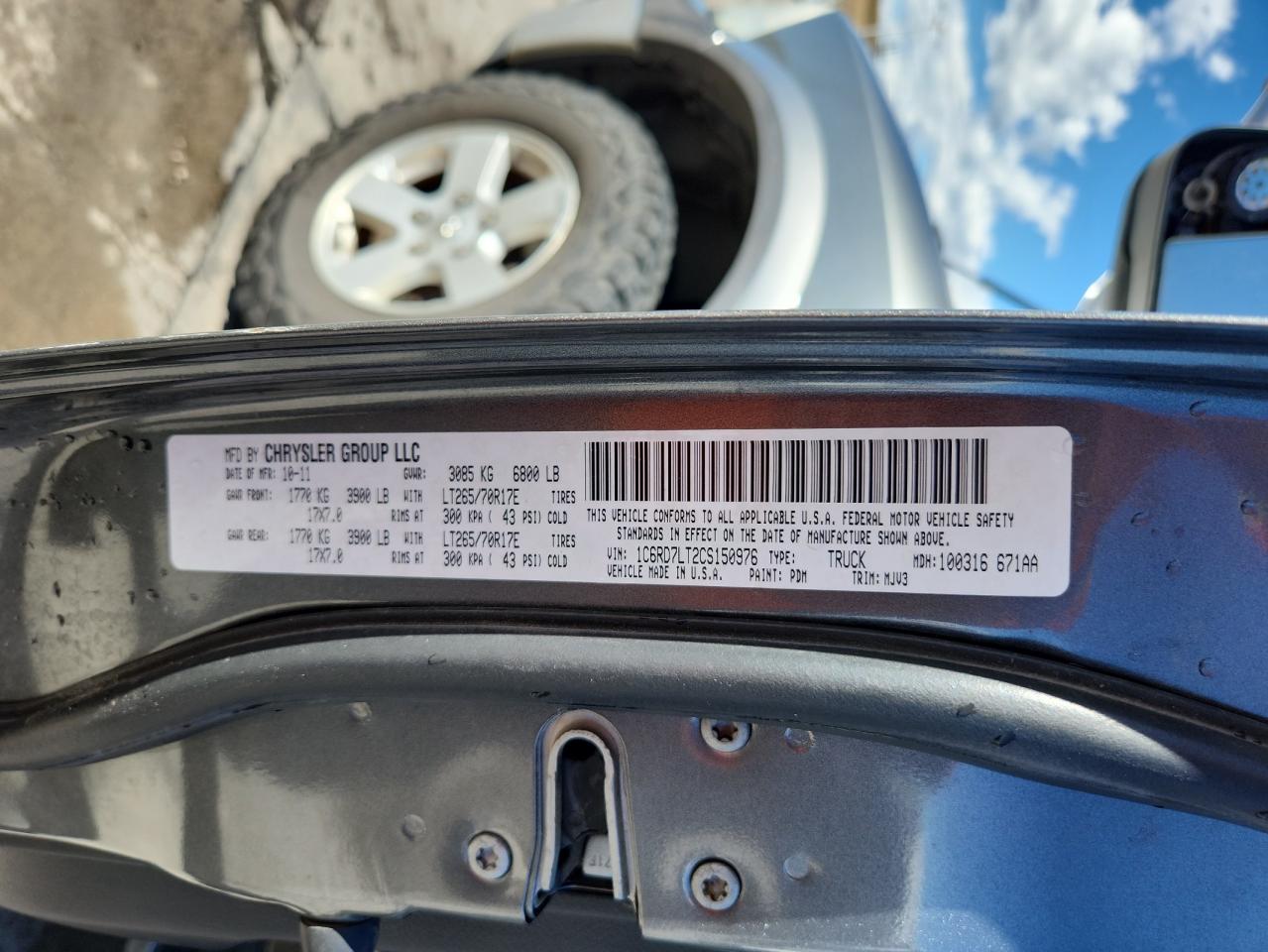 2012 Dodge Ram 1500 Slt VIN: 1C6RD7LT2CS150976 Lot: 84448105