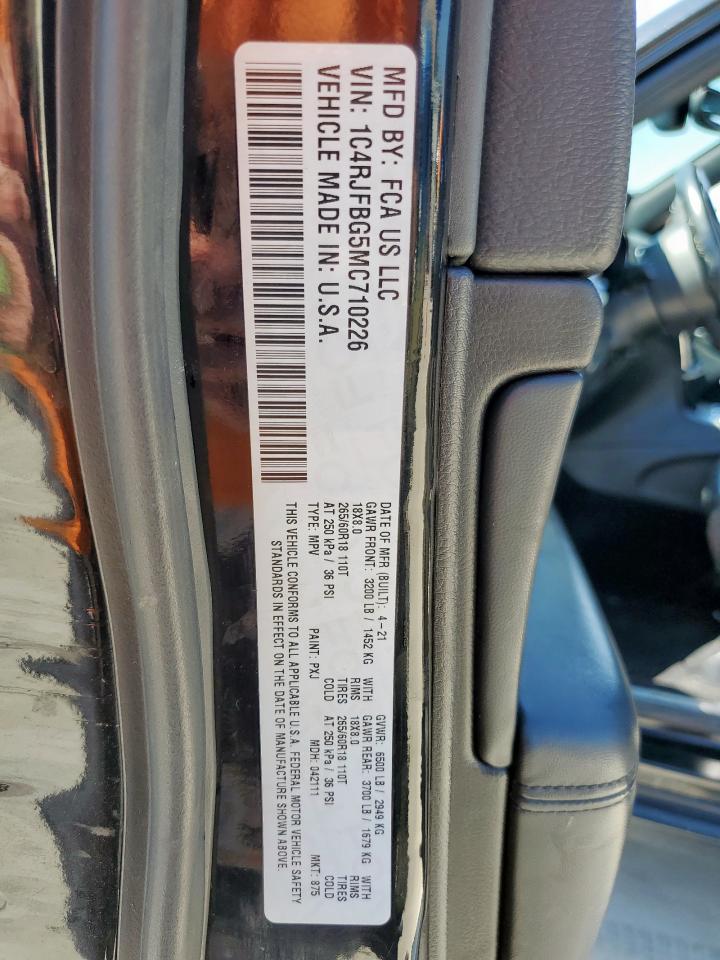 2021 Jeep Grand Cherokee Limited VIN: 1C4RJFBG5MC710226 Lot: 92808795